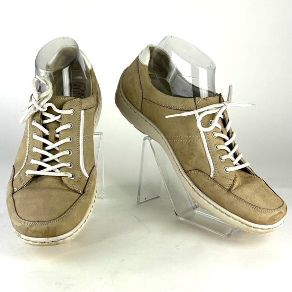 Waldläufer Taupe Leather Sneakers Comfort Wide Fit Sz. 6.5 - Picture 1 of 11